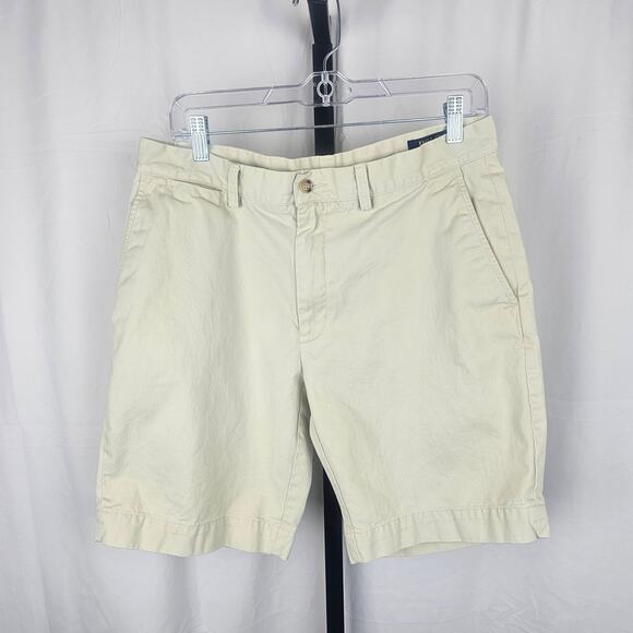 Polo Ralph Lauren Classic Fit 9" Shorts Beige Twill Cotton Size 32 Preppy Style - Picture 1 of 5